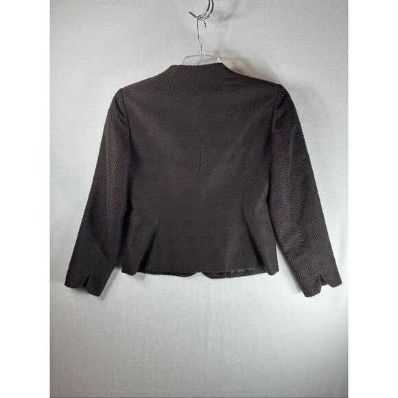 Talbots Dark Brown Queen Ann Jewel Neckline Blazer Wool Blend Preppy 10 - Picture 10 of 13
